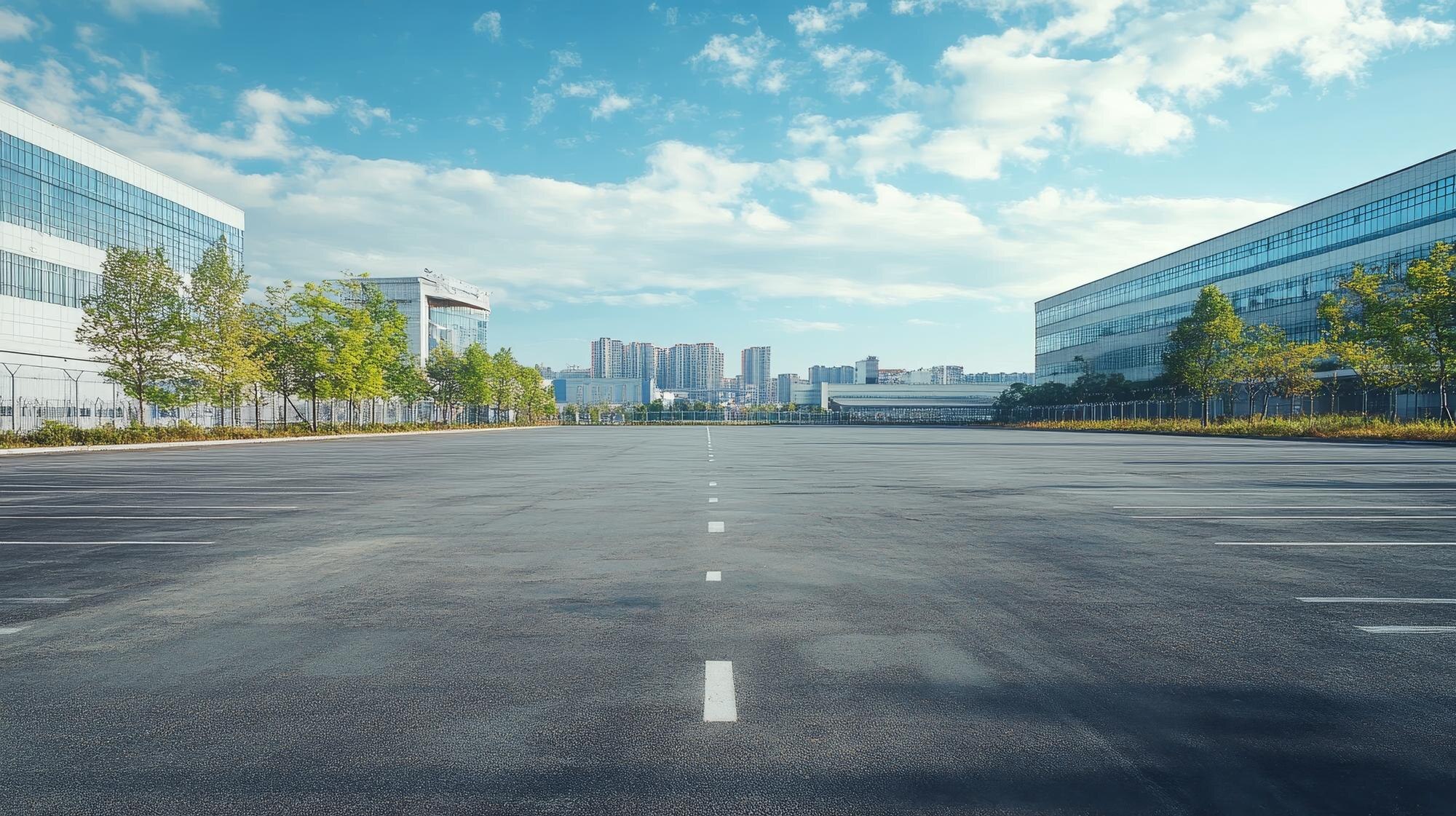 Representative commercial parking lot with a clean asphalt surface