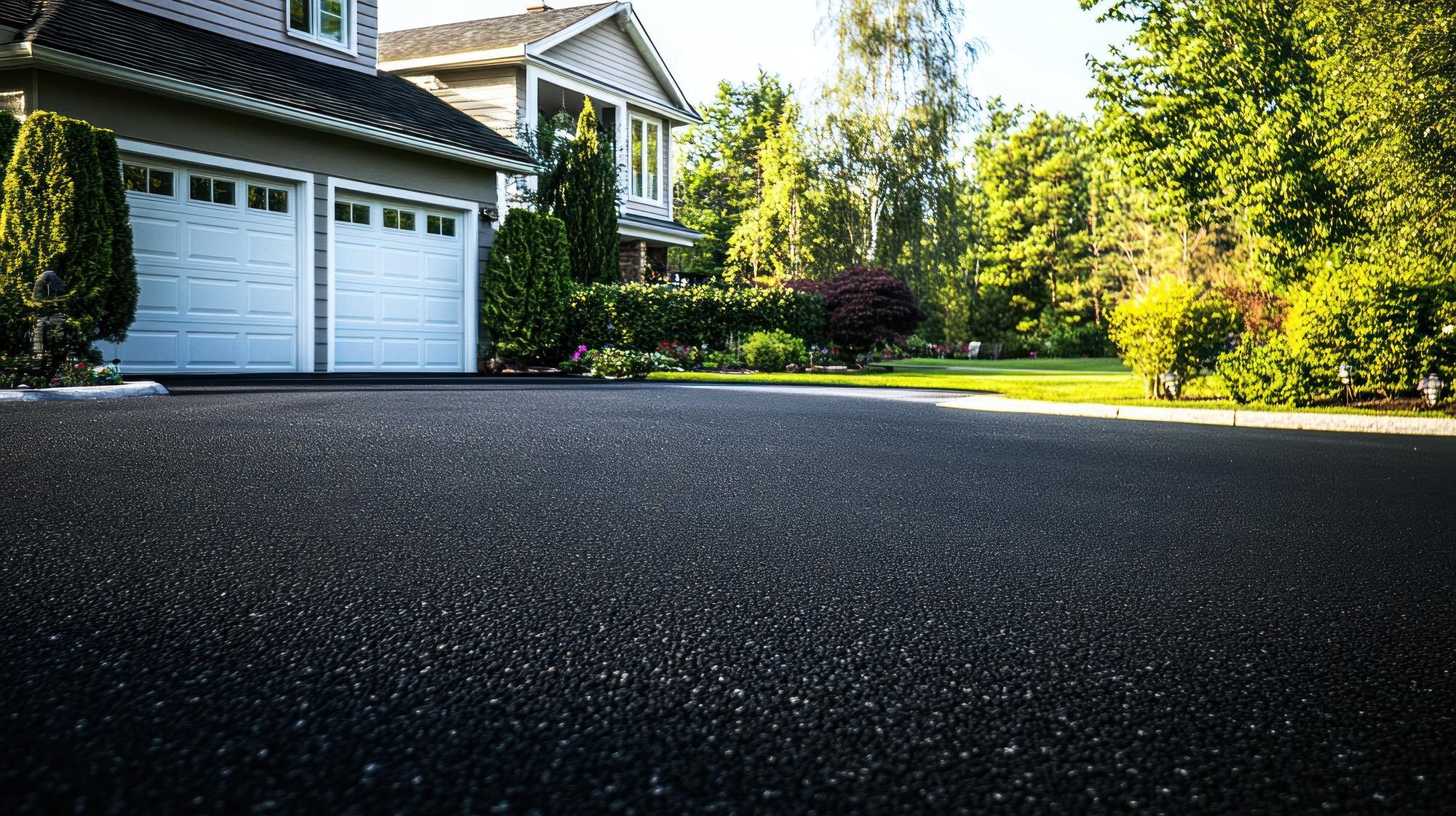 Representative residential driveway receiving a fresh asphalt surface